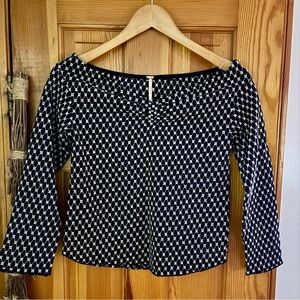 Free People Black and White Top with Sweetheart Neckline